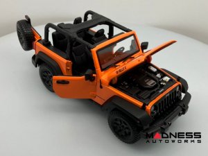 Jeep Wrangler Diecast Model 1/18 scale - Orange - Topless - Maisto 
